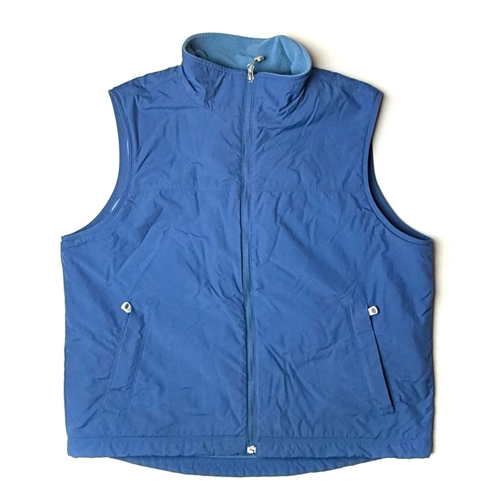 Vintage LL Bean Men’s Large Full Zip Fleece Lined‎ Nylon Vest Blue Pockets